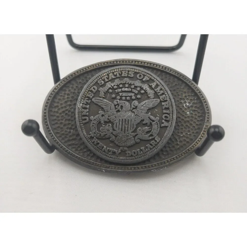 Vintage 1974 Western Belt Buckle $20 Gold Eagle